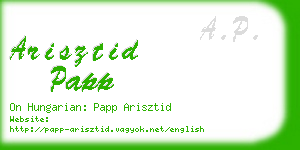 arisztid papp business card